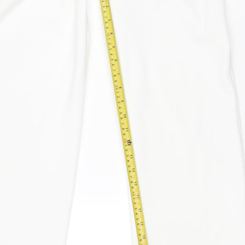 ZARA Women White Stretch Trousers Size 10 Regular Fit