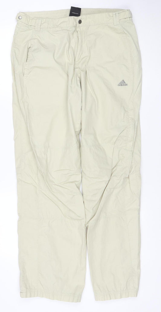 Adidas Men's Beige Cargo Trousers M Lightweight Cotton