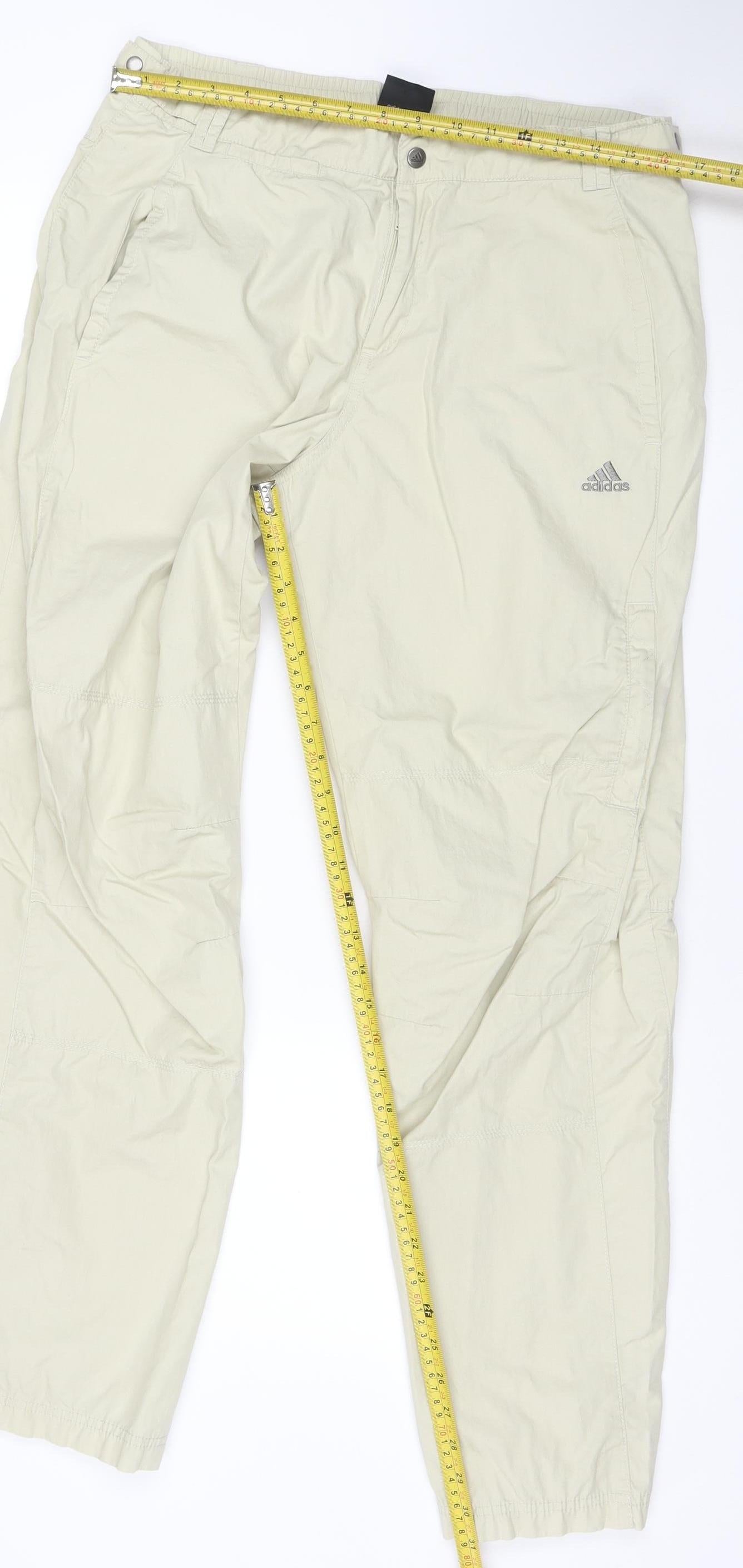 Adidas Men's Beige Cargo Trousers M Lightweight Cotton
