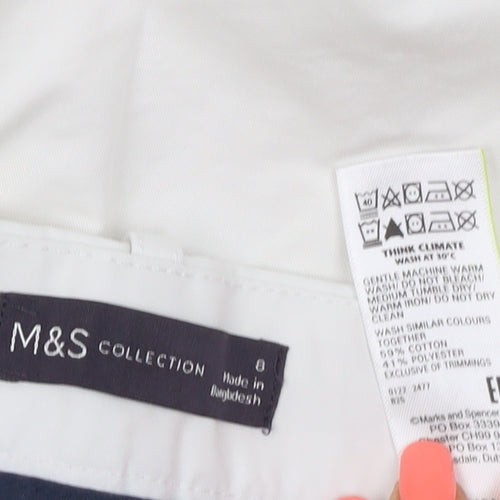 Marks and Spencer Women White Straight Leg Jeans Size 8 Regular Fit