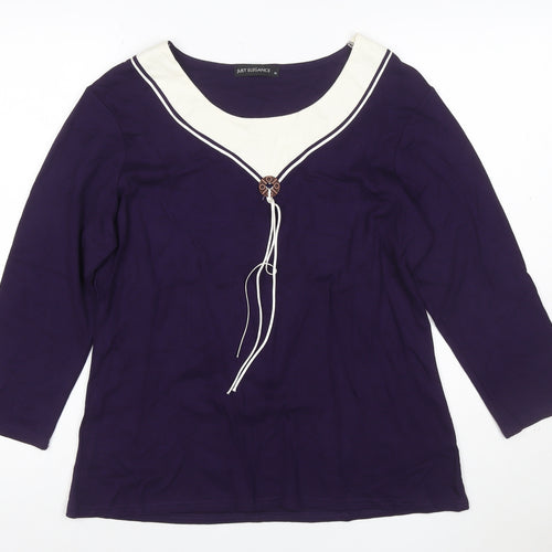 Just Elegance Women's Purple 3/4 Sleeve V-Neck Tunic Blouse Size 18