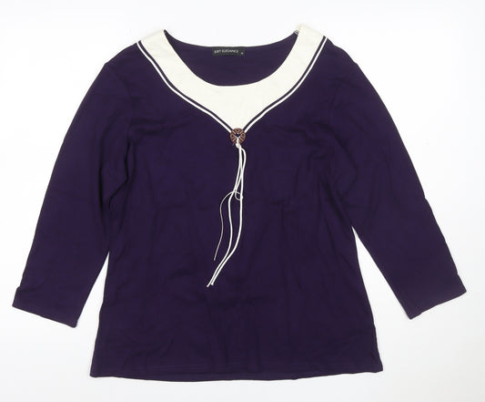 Just Elegance Women's Purple 3/4 Sleeve V-Neck Tunic Blouse Size 18