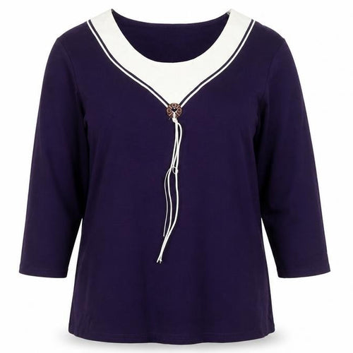 Just Elegance Women's Purple 3/4 Sleeve V-Neck Tunic Blouse Size 18