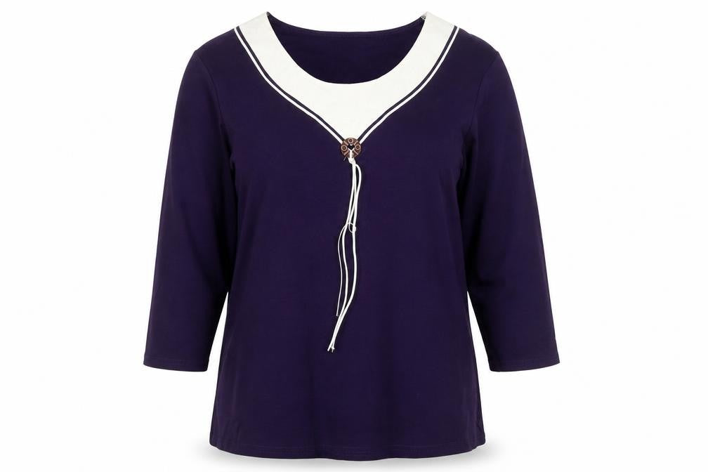 Just Elegance Women's Purple 3/4 Sleeve V-Neck Tunic Blouse Size 18