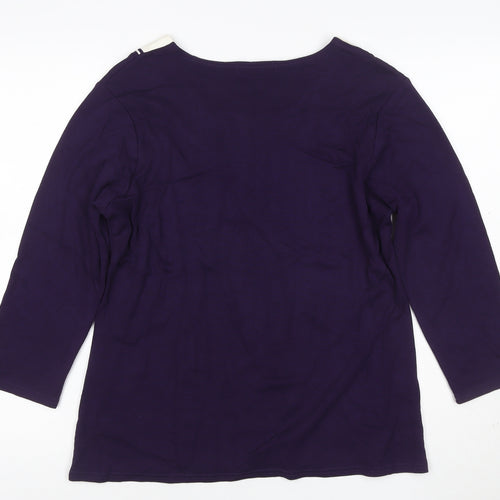 Just Elegance Women's Purple 3/4 Sleeve V-Neck Tunic Blouse Size 18