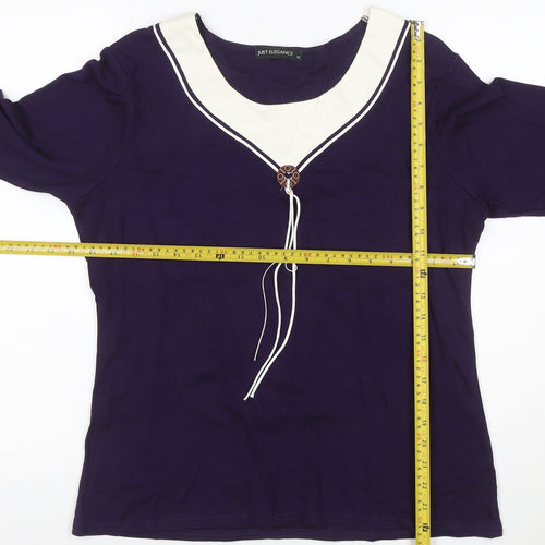 Just Elegance Women's Purple 3/4 Sleeve V-Neck Tunic Blouse Size 18