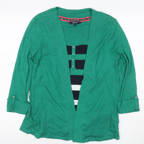 Maine New England Women's Green Size 14 Striped Long Sleeve T-Shirt