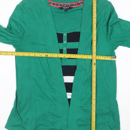 Maine New England Women's Green Size 14 Striped Long Sleeve T-Shirt