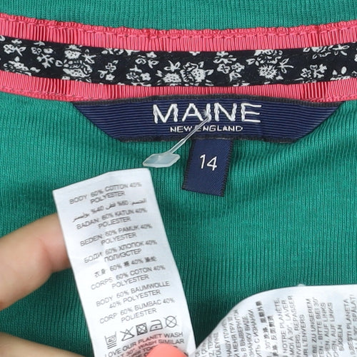 Maine New England Women's Green Size 14 Striped Long Sleeve T-Shirt