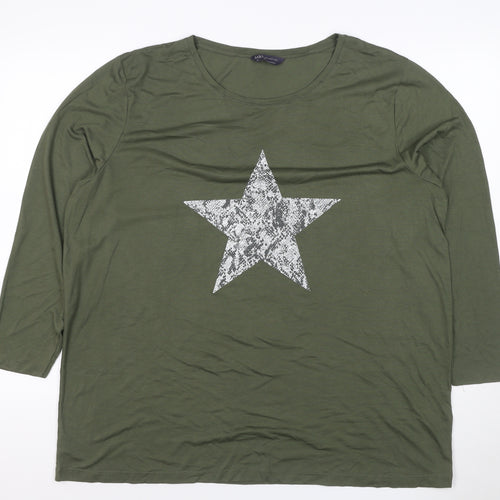 Marks and Spencer Women’s Green Star Print 3/4 Sleeve T-Shirt Size 20