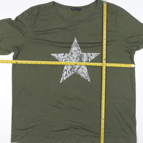 Marks and Spencer Women’s Green Star Print 3/4 Sleeve T-Shirt Size 20