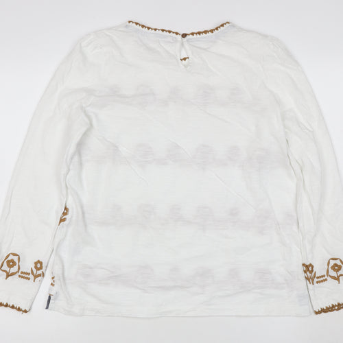 White Stuff Women's White Embroidered Long Sleeve Cotton Tunic UK 16