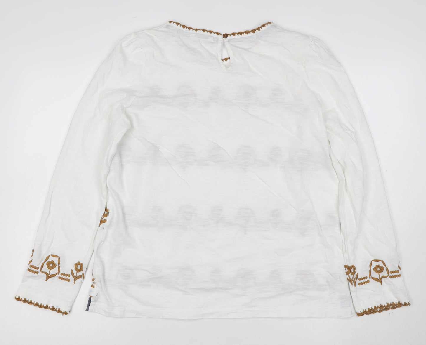 White Stuff Women's White Embroidered Long Sleeve Cotton Tunic UK 16