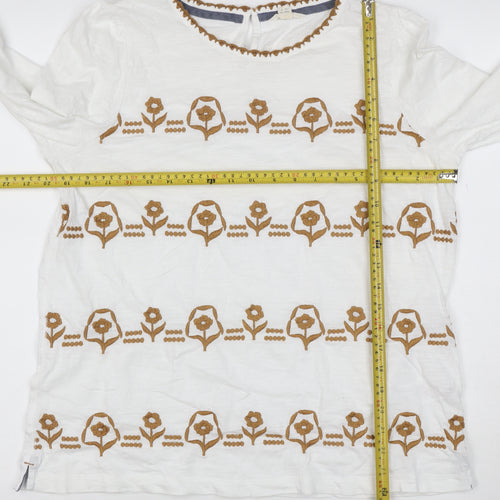 White Stuff Women's White Embroidered Long Sleeve Cotton Tunic UK 16