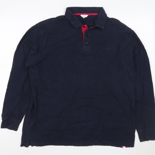 Cotton Traders Men's Navy Long Sleeve Polo Shirt Size L 100% Cotton