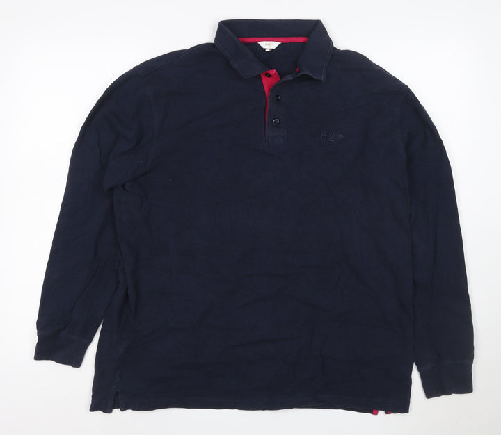 Cotton Traders Men's Navy Long Sleeve Polo Shirt Size L 100% Cotton