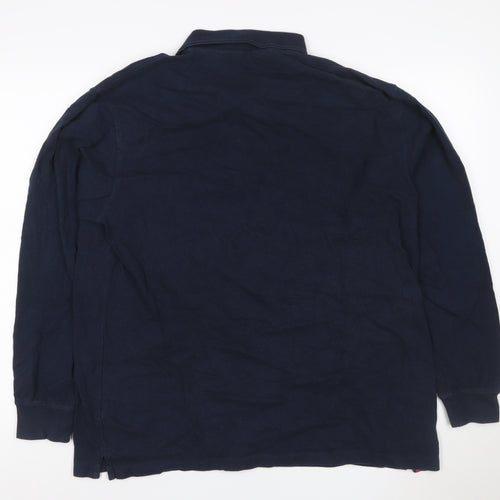 Cotton Traders Men's Navy Long Sleeve Polo Shirt Size L 100% Cotton