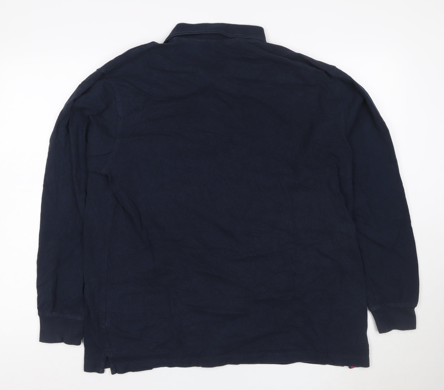 Cotton Traders Men's Navy Long Sleeve Polo Shirt Size L 100% Cotton