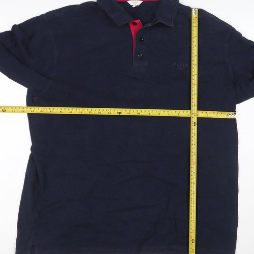 Cotton Traders Men's Navy Long Sleeve Polo Shirt Size L 100% Cotton