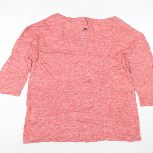 Sportscraft Womens Pink Linen 3/4 Sleeve Blouse Size XL