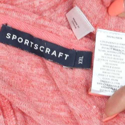 Sportscraft Womens Pink Linen 3/4 Sleeve Blouse Size XL