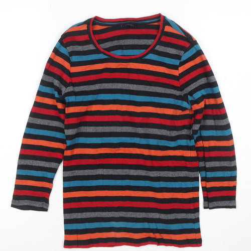 Hobbs Women's Multicoloured Striped Cotton 3/4 Sleeve T-Shirt S