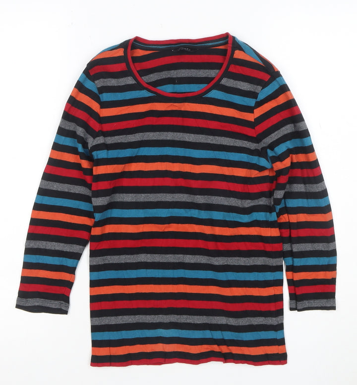 Hobbs Women's Multicoloured Striped Cotton 3/4 Sleeve T-Shirt S