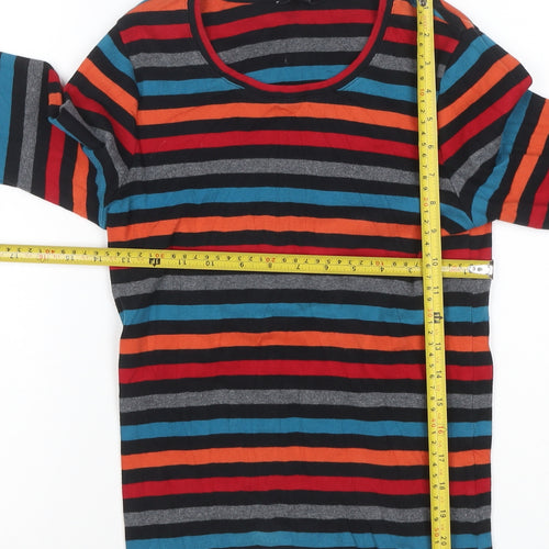 Hobbs Women's Multicoloured Striped Cotton 3/4 Sleeve T-Shirt S
