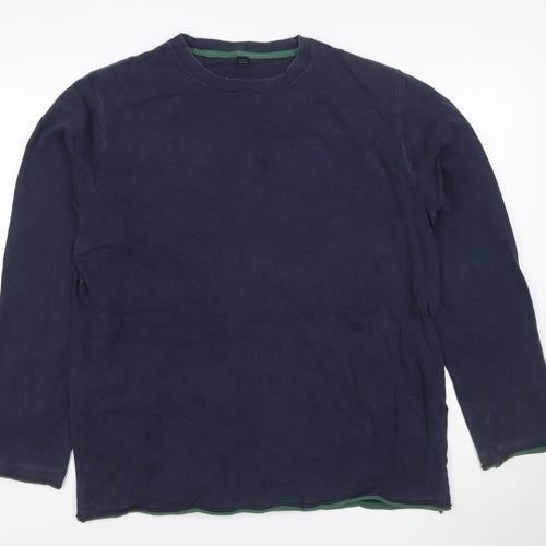 Boden Men's Blue Long Sleeve Crew Neck Cotton T-Shirt Size M