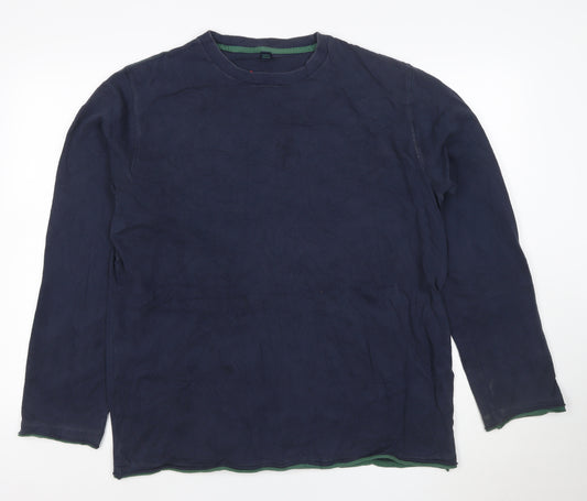 Boden Men's Blue Long Sleeve Crew Neck Cotton T-Shirt Size M