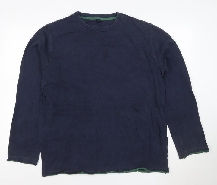 Boden Men's Blue Long Sleeve Crew Neck Cotton T-Shirt Size M