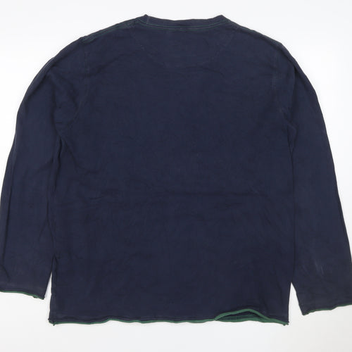 Boden Men's Blue Long Sleeve Crew Neck Cotton T-Shirt Size M