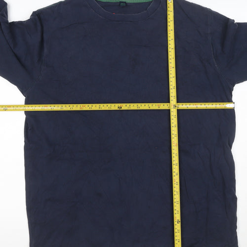 Boden Men's Blue Long Sleeve Crew Neck Cotton T-Shirt Size M