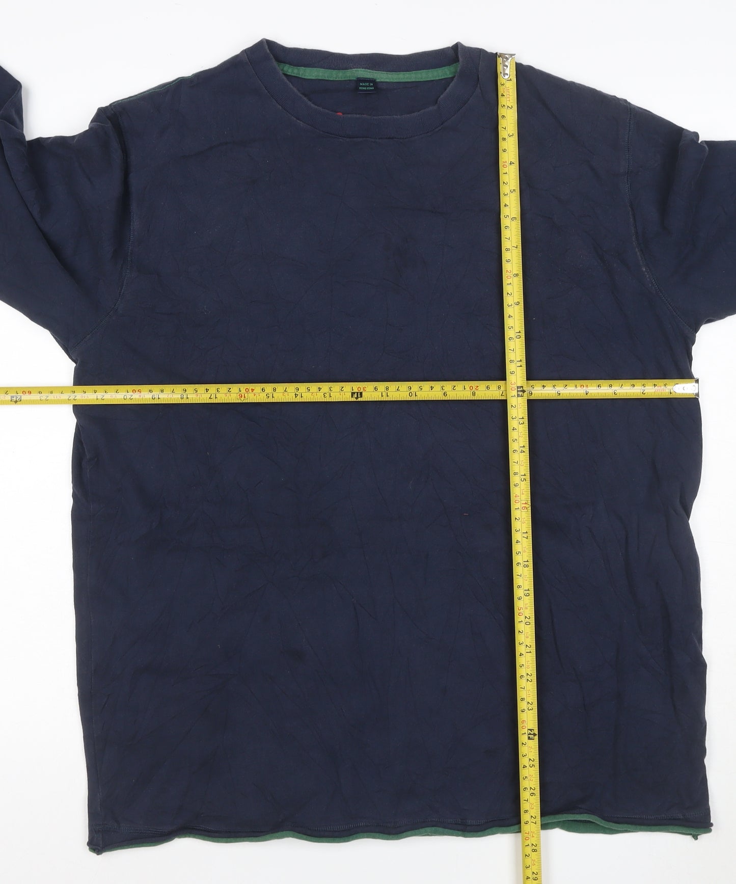 Boden Men's Blue Long Sleeve Crew Neck Cotton T-Shirt Size M