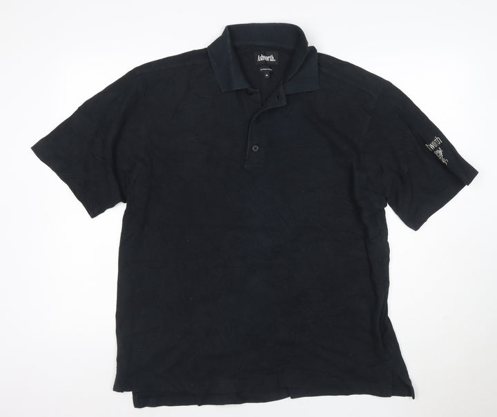 Ashworth Men's Black Cotton Golf Polo Shirt Size M Regular Fit