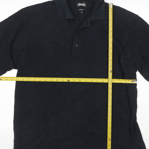 Ashworth Men's Black Cotton Golf Polo Shirt Size M Regular Fit