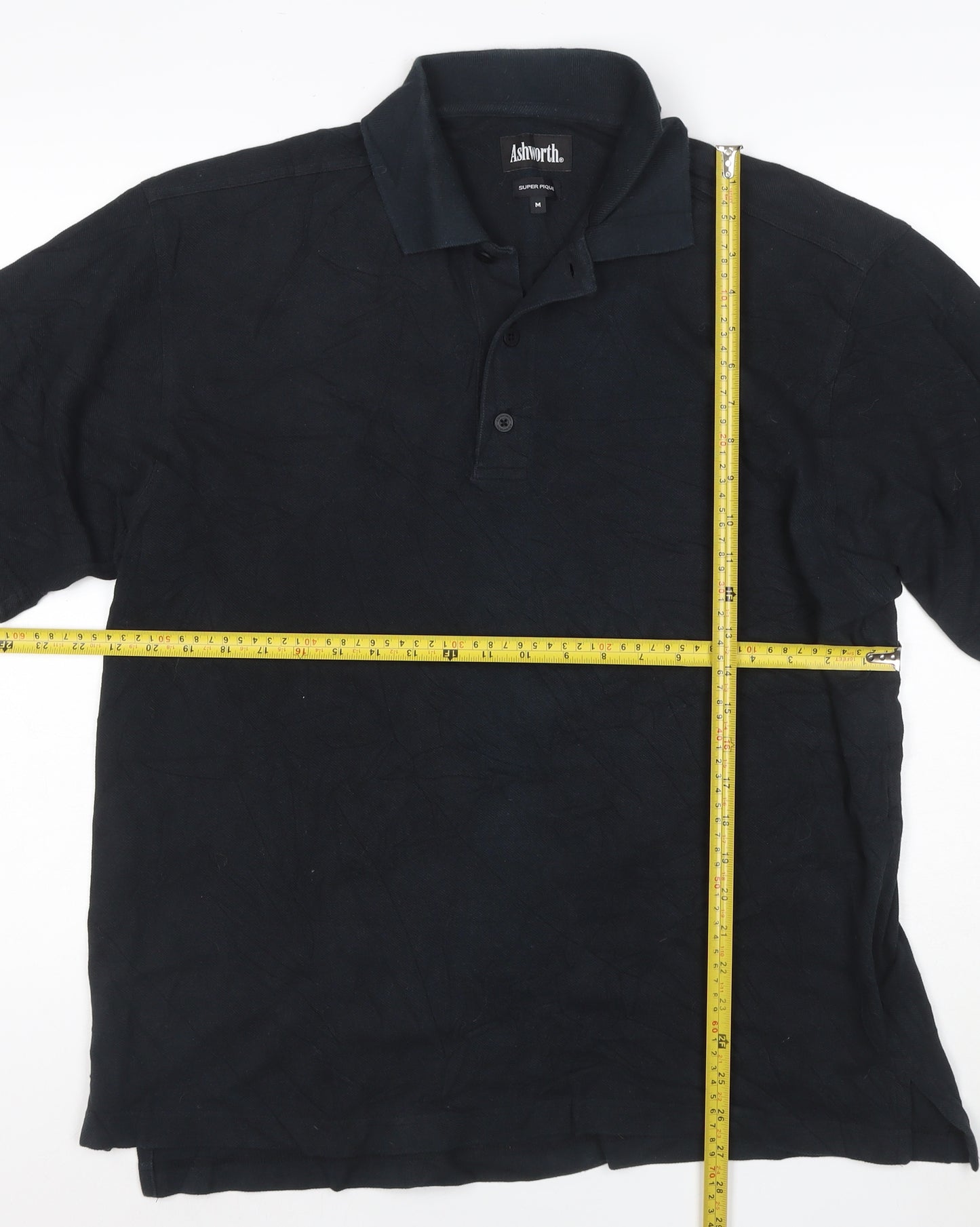 Ashworth Men's Black Cotton Golf Polo Shirt Size M Regular Fit