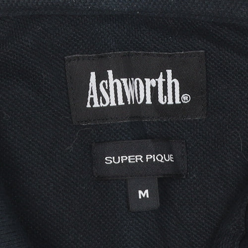 Ashworth Men's Black Cotton Golf Polo Shirt Size M Regular Fit
