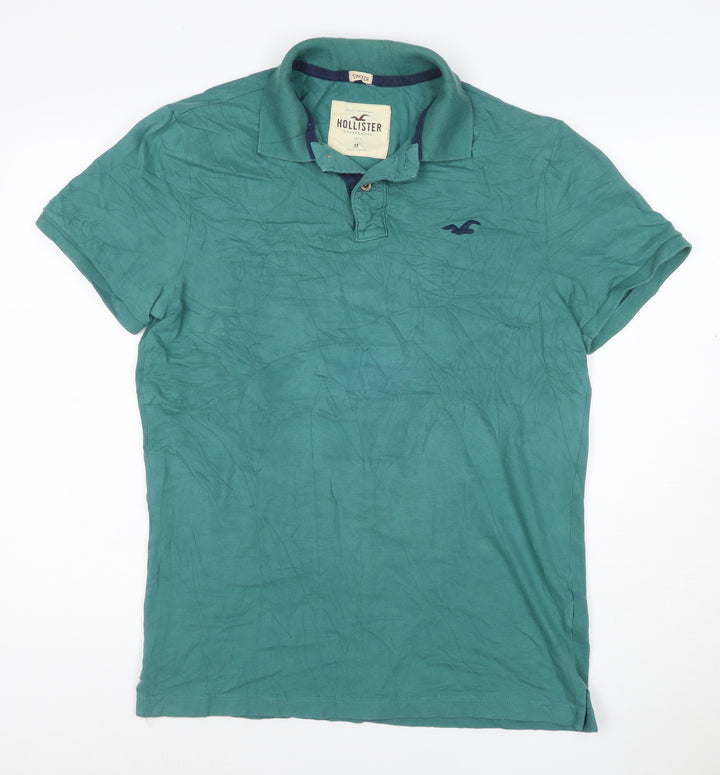 Hollister Men’s Green Slim Fit Cotton Stretch Polo Shirt Size M