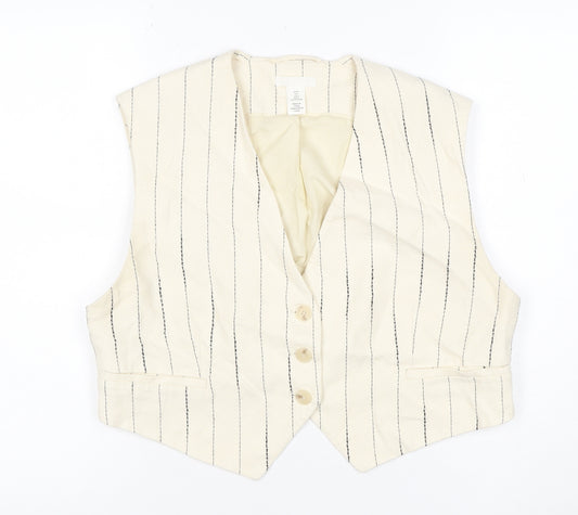 H&M Women Ivory Pinstripe Suit Waistcoat Size L Viscose Blend