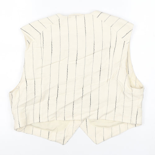 H&M Women Ivory Pinstripe Suit Waistcoat Size L Viscose Blend