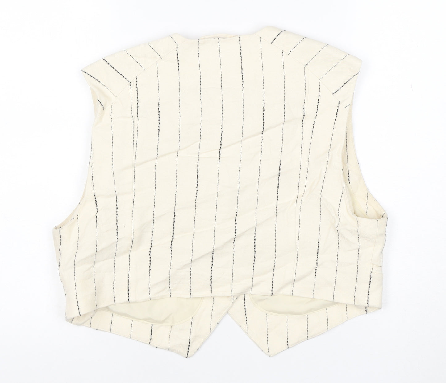 H&M Women Ivory Pinstripe Suit Waistcoat Size L Viscose Blend