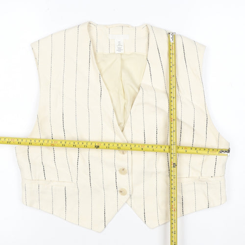 H&M Women Ivory Pinstripe Suit Waistcoat Size L Viscose Blend