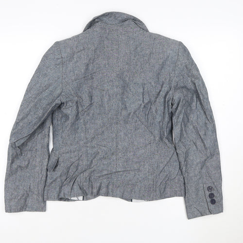 Marks and Spencer Women's Grey Linen Blend Blazer Jacket Size 10