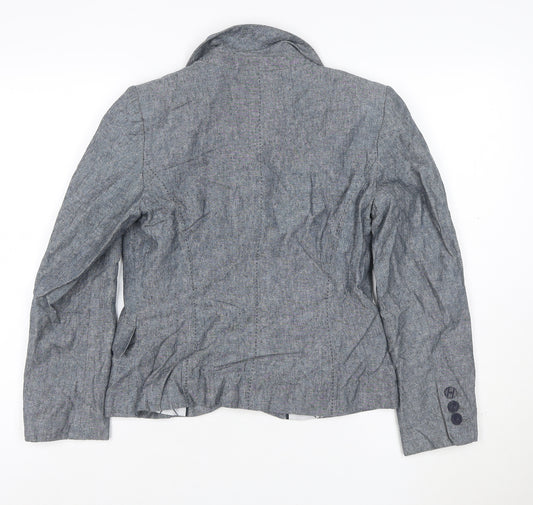 Marks and Spencer Women's Grey Linen Blend Blazer Jacket Size 10