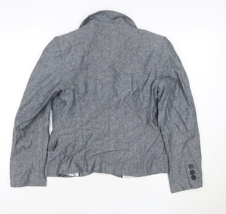 Marks and Spencer Women's Grey Linen Blend Blazer Jacket Size 10