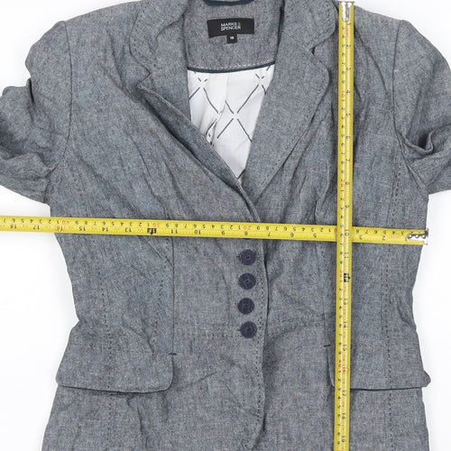 Marks and Spencer Women's Grey Linen Blend Blazer Jacket Size 10