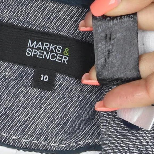 Marks and Spencer Women's Grey Linen Blend Blazer Jacket Size 10