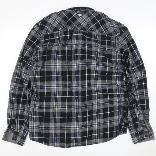 Jack & Jones Men’s Blue Check Flannel Long Sleeve Button-Up Shirt XL
