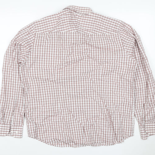 Jasper Conran Men's Brown Check Cotton Long Sleeve Button-Up Shirt L